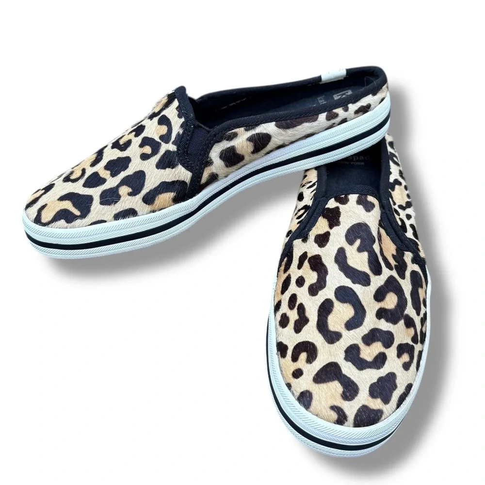 Kate Spade Keds Leopard Print Calf Hair‎ Double Decker Mule Sneakers Women